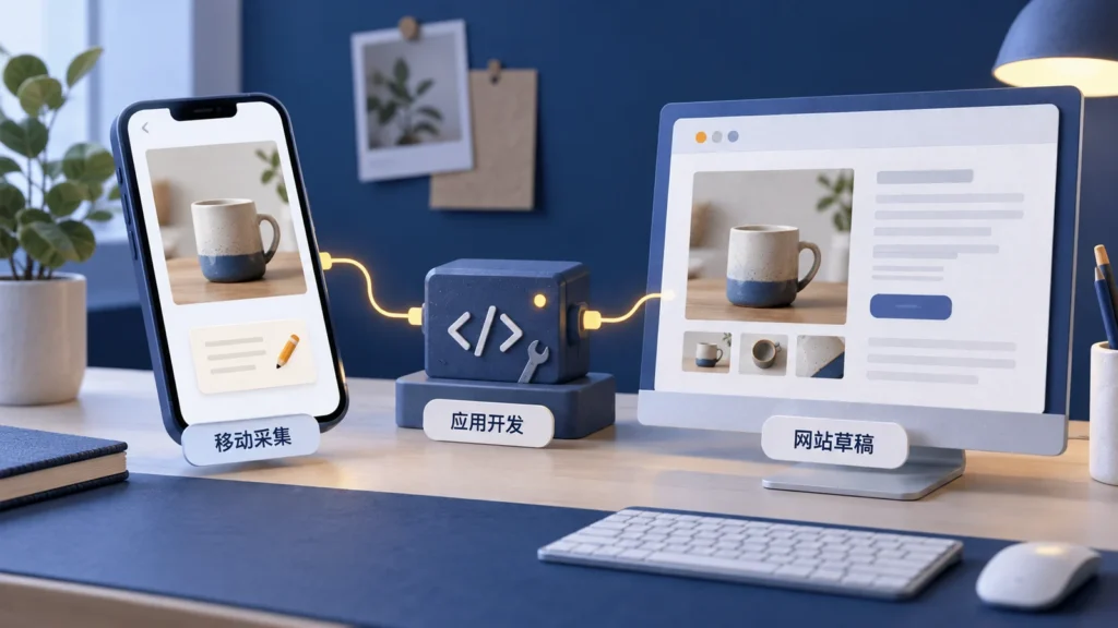 移动资料经过应用处理成为网站草稿
