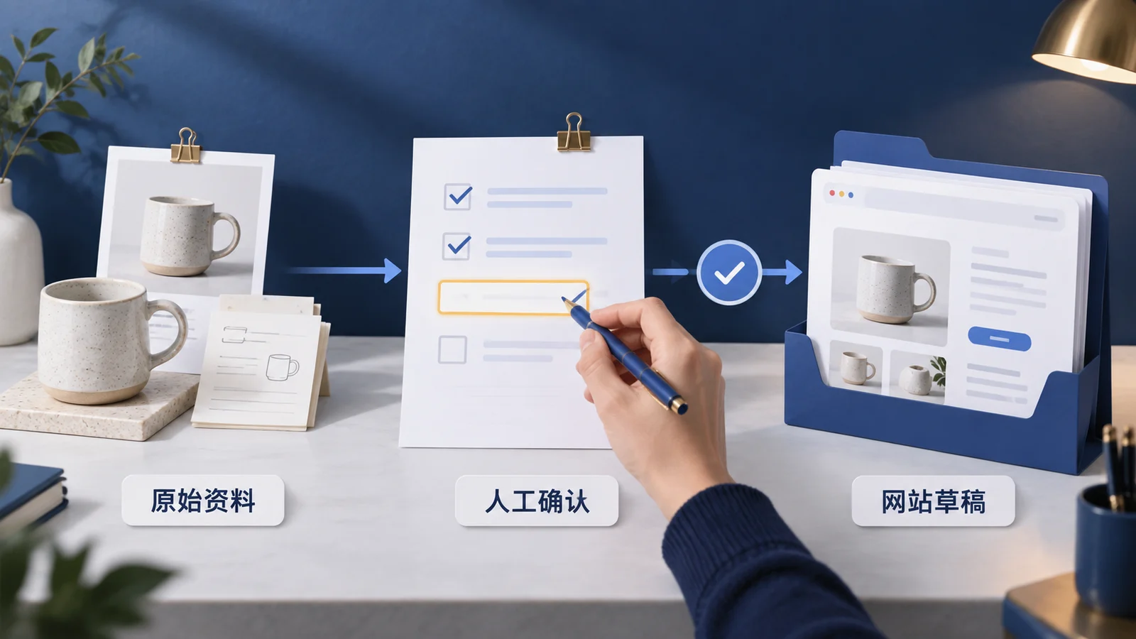 原始产品资料经整理与人工确认，再送入网站草稿区