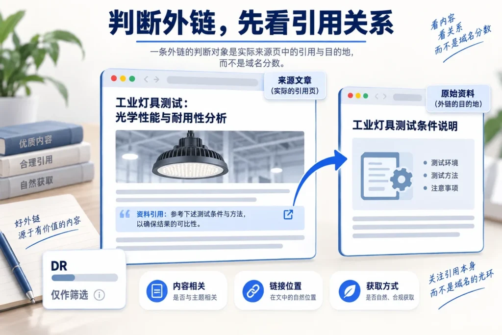 外链来源文章与原始资料的引用关系,以及内容、位置和获取方式的检查项目