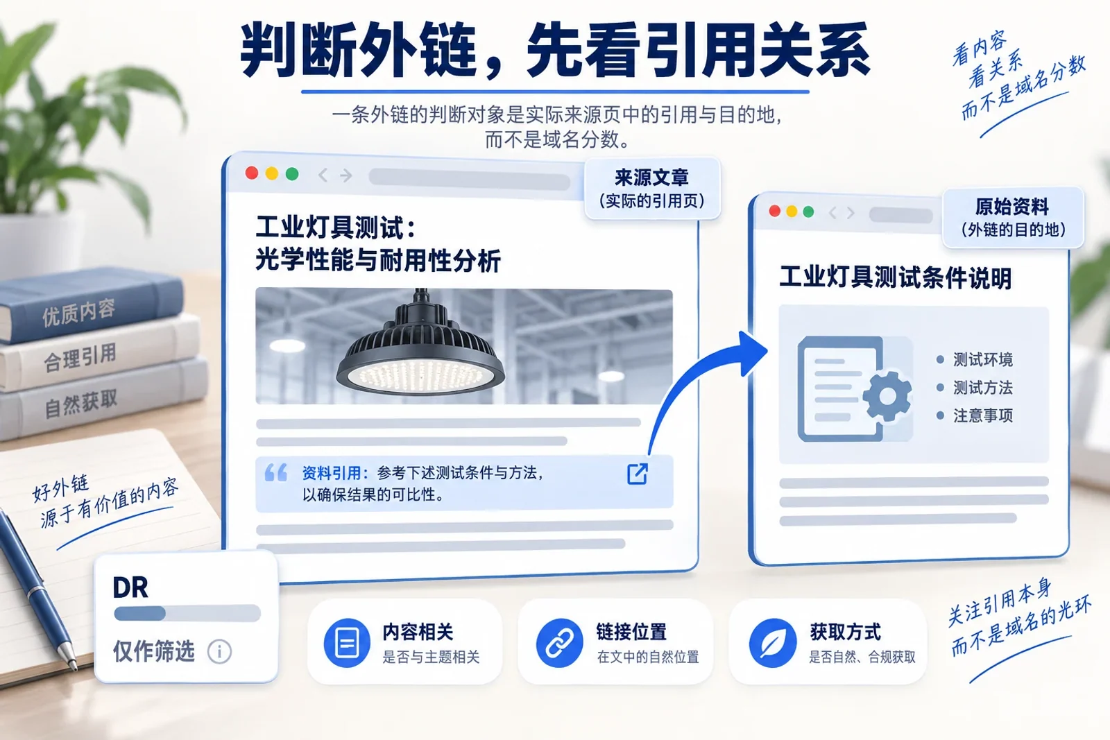 外链来源文章与原始资料的引用关系，以及内容、位置和获取方式的检查项目