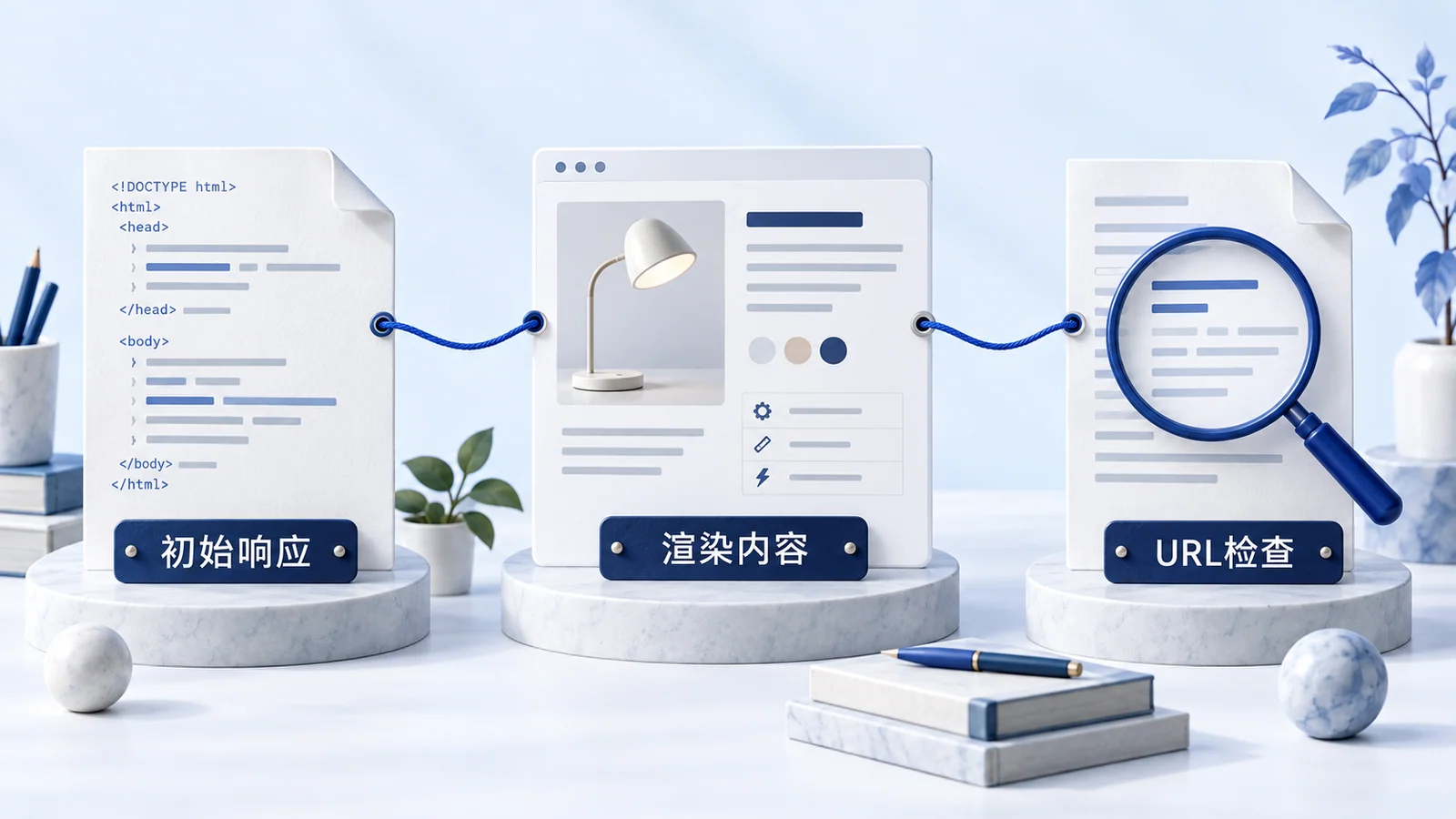 对照同一页面的初始响应、渲染内容与URL检查