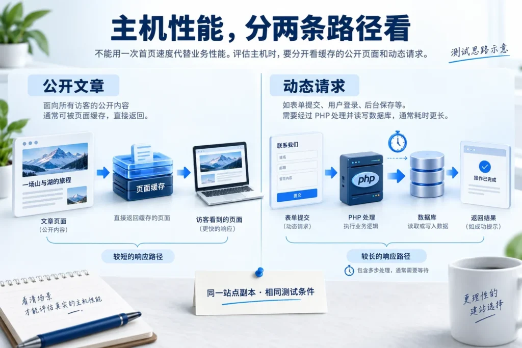 WordPress缓存页面与PHP动态请求的两条性能测试路径