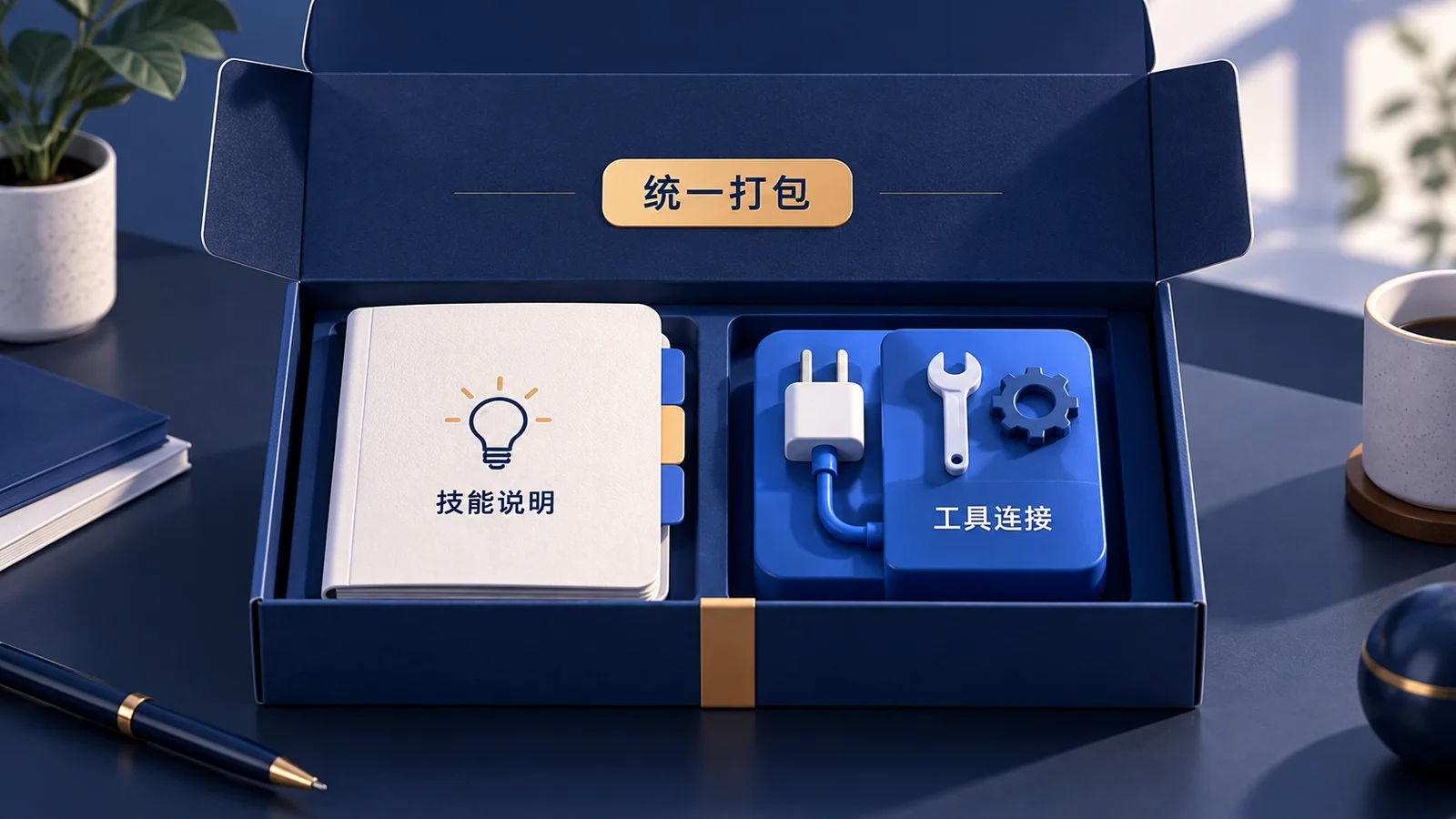 技能说明、工具配置与相关资源共同组成可交付的插件包