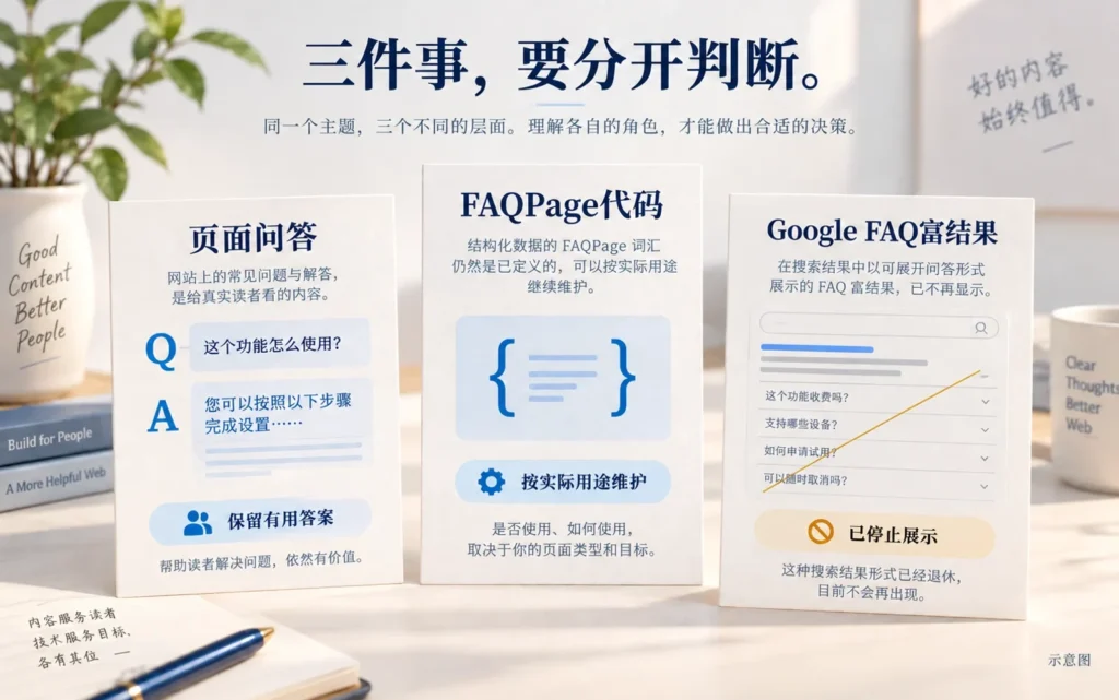 可见FAQ、FAQPage代码与已停止展示的Google FAQ富结果三层区别