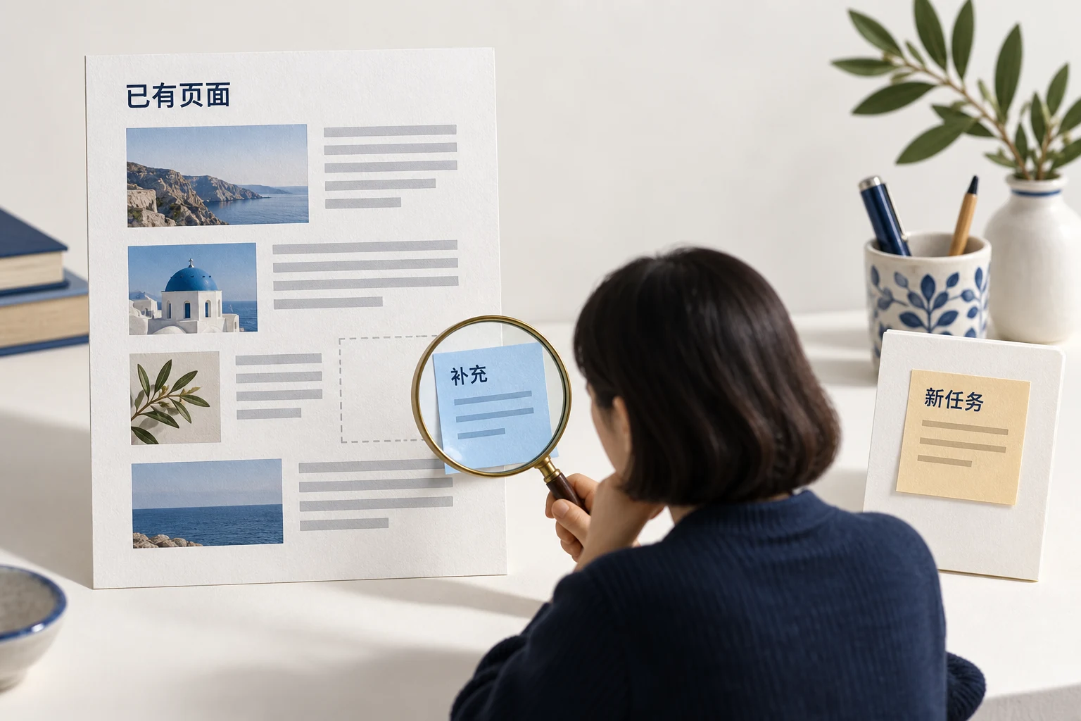 关键词任务先核对已有页面再决定补充或新建