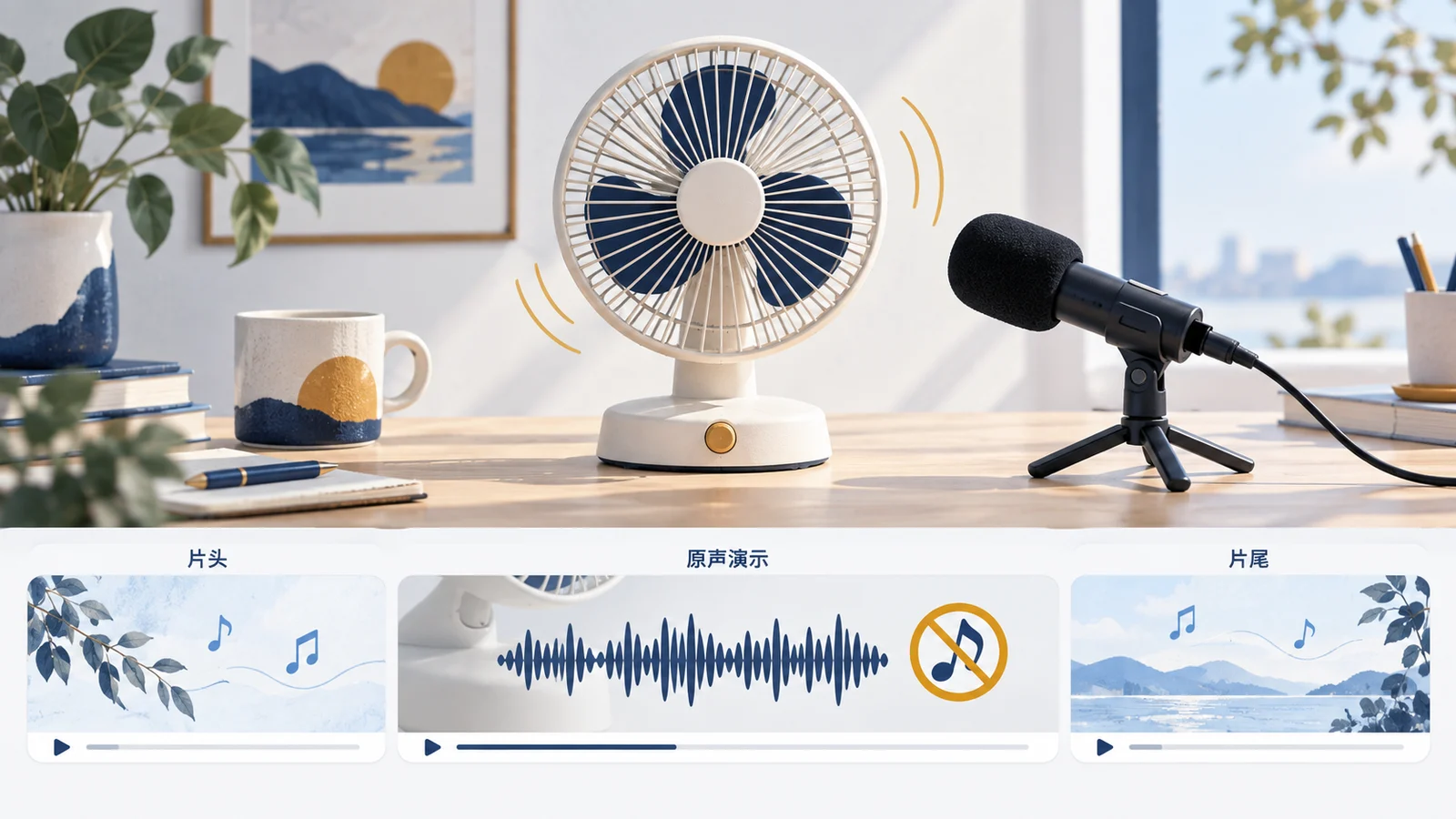产品真实声音演示区间应为原声留出位置,背景音乐可在其他片段使用