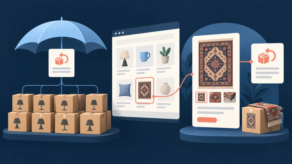 示意图:大部分商品共用账号退货政策,个别地毯商品另有单品退货规则