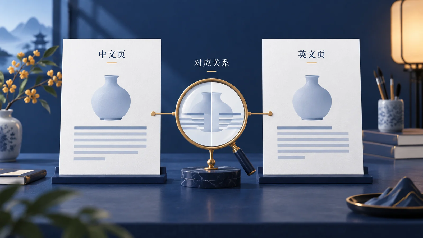 中文页与英文页并列核对内容、规范网址及语言关系