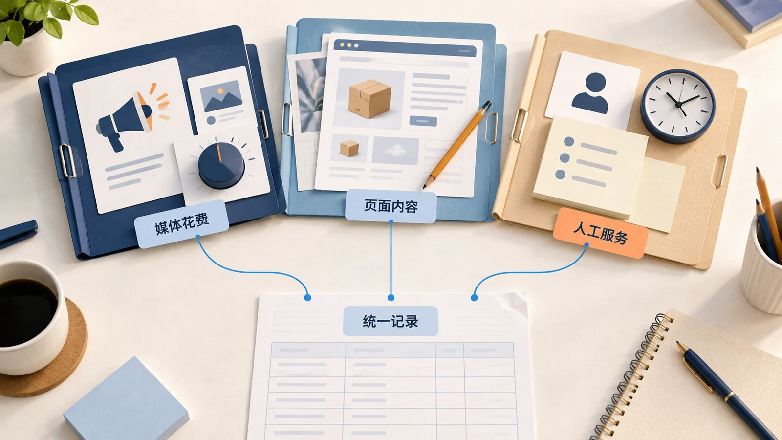 媒体、页面与人工投入需要分别记录