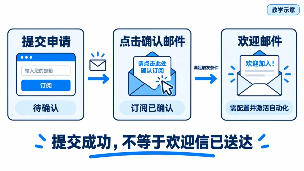 订阅申请经确认后,仍需满足已激活自动化的条件才发送欢迎信