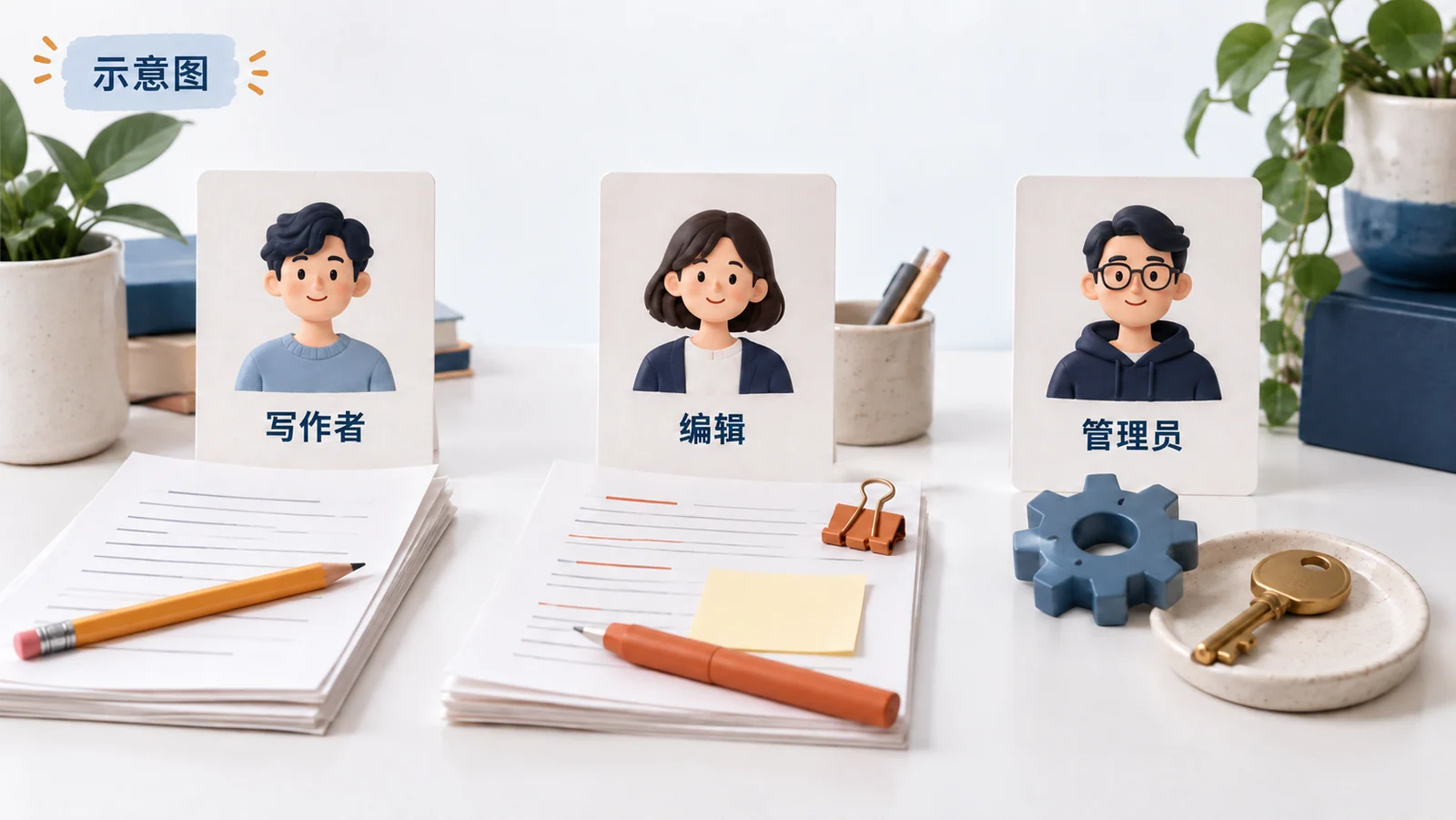 写作者、编辑和管理员按工作分配权限