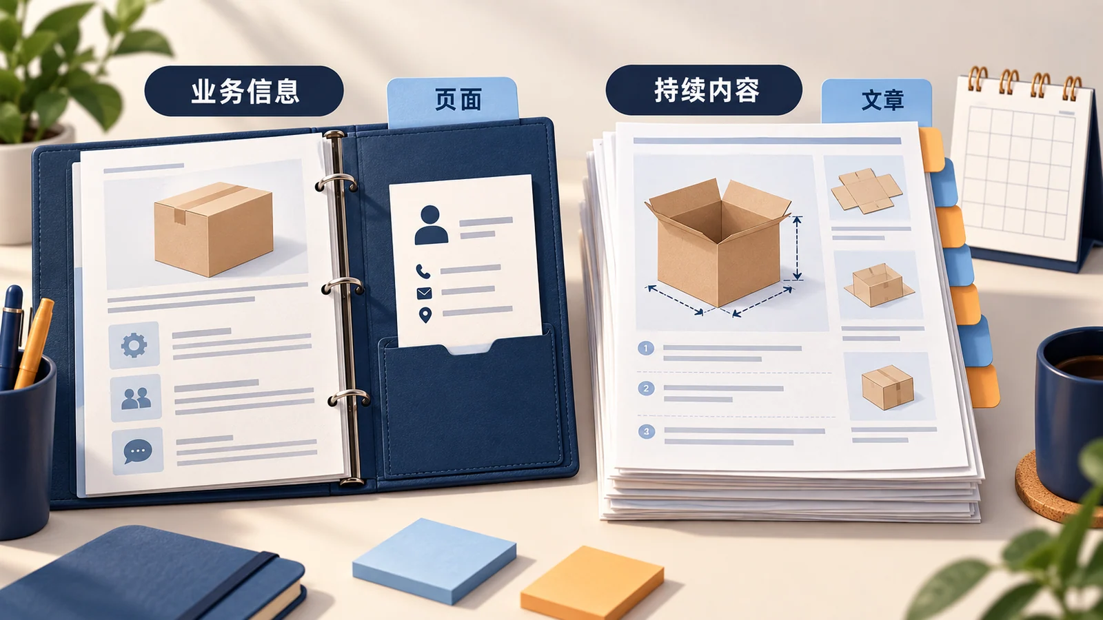 业务页面与持续文章两种内容管理