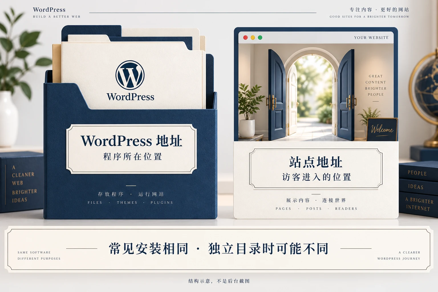 WordPress地址与站点地址分别对应程序位置和访客入口