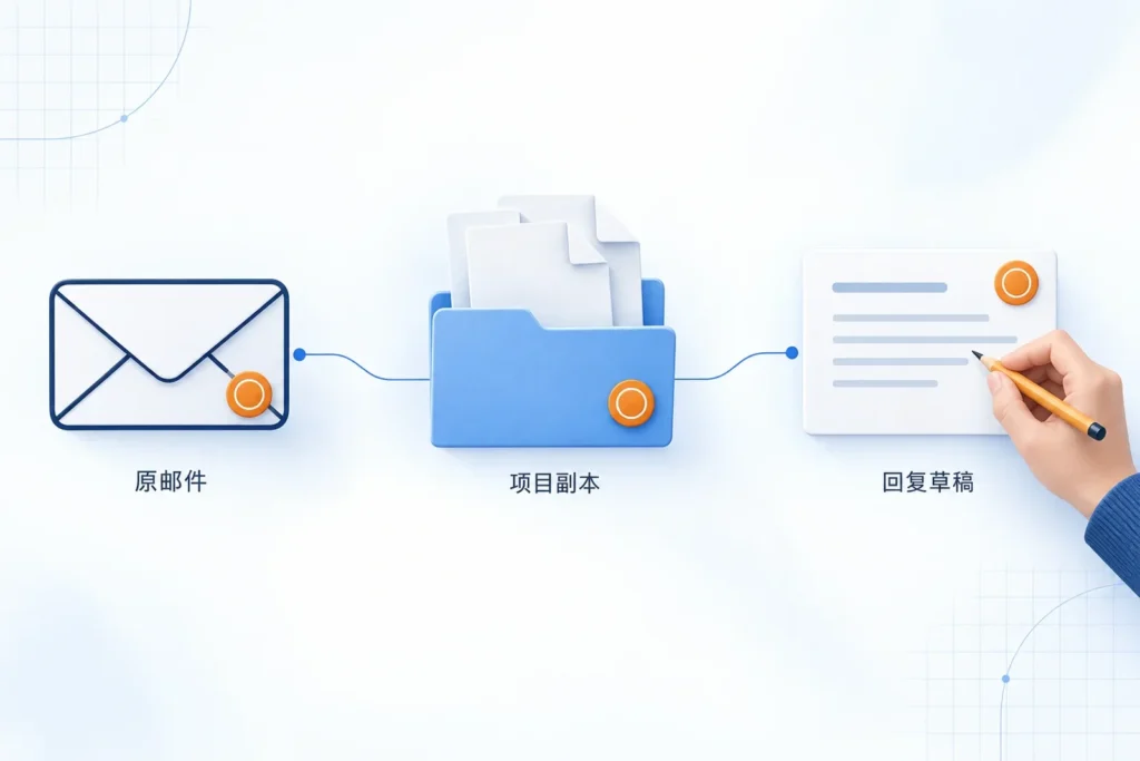 原邮件连接项目文件复制件与回复草稿