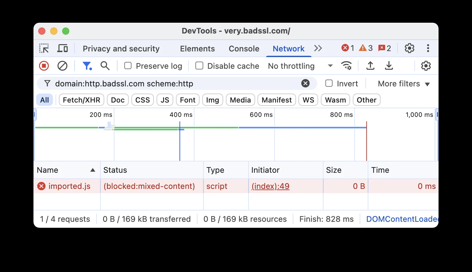 Chrome官方Network面板中的混合内容请求