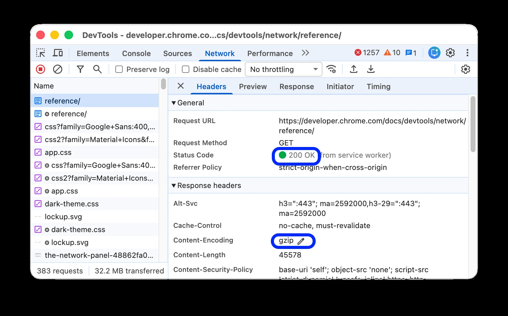 Chrome Network中选中请求后查看Headers与Response Headers