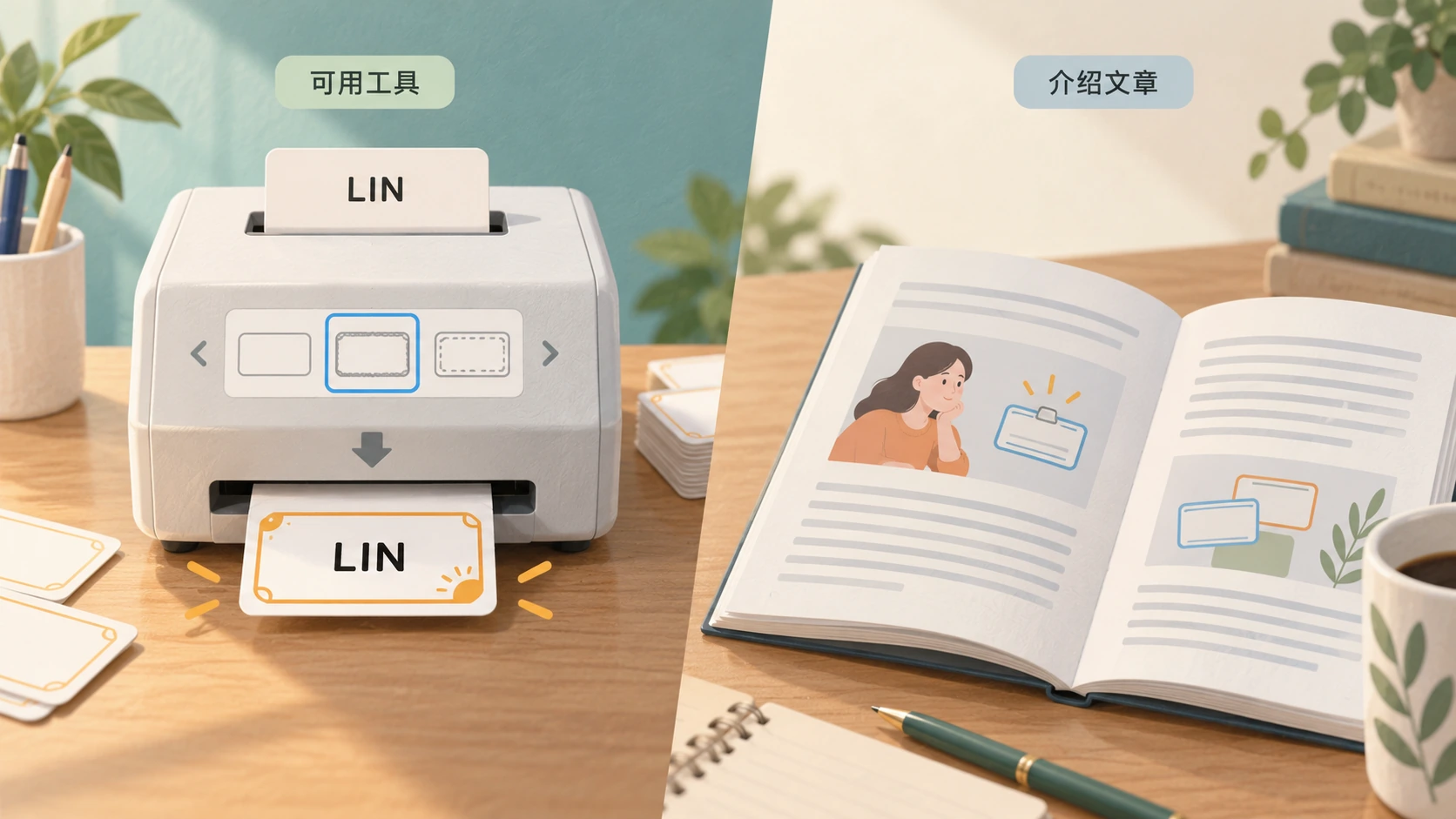 可用生成器提供姓名牌文件,介绍文章只提供阅读信息的教学插画