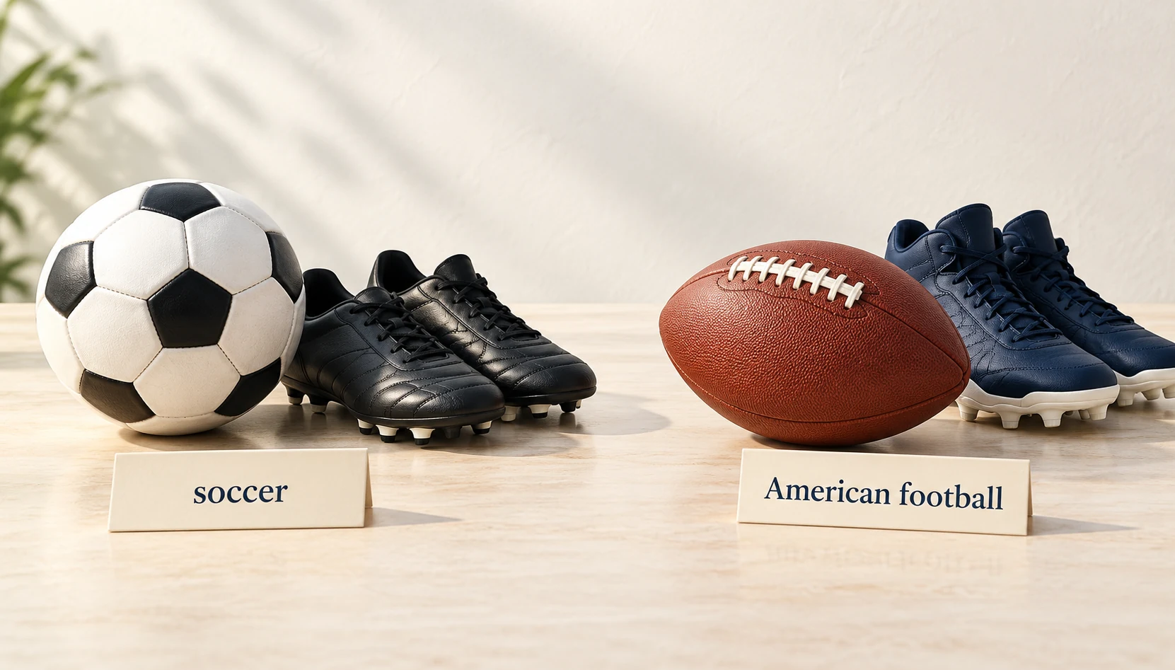 soccer与American football的教学示意提醒词义可能指向不同运动