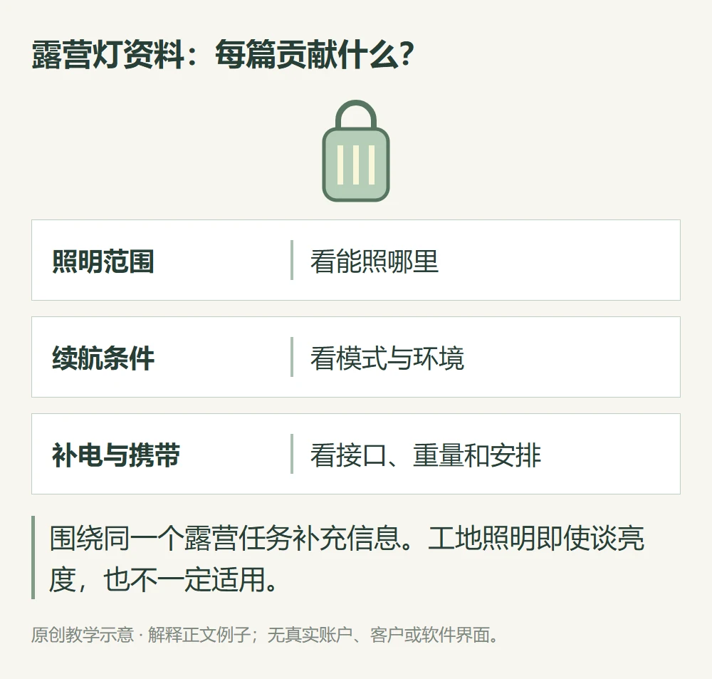 露营灯资料:每篇贡献什么?的原创教学示意