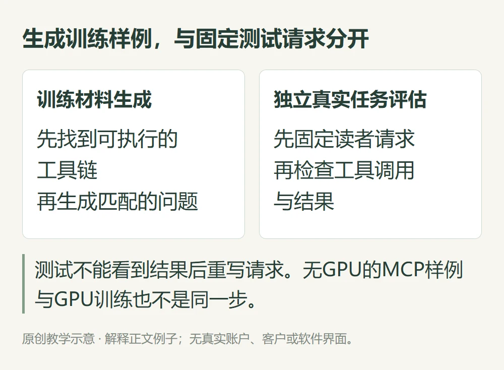 生成训练样例,与固定测试请求分开的原创教学示意