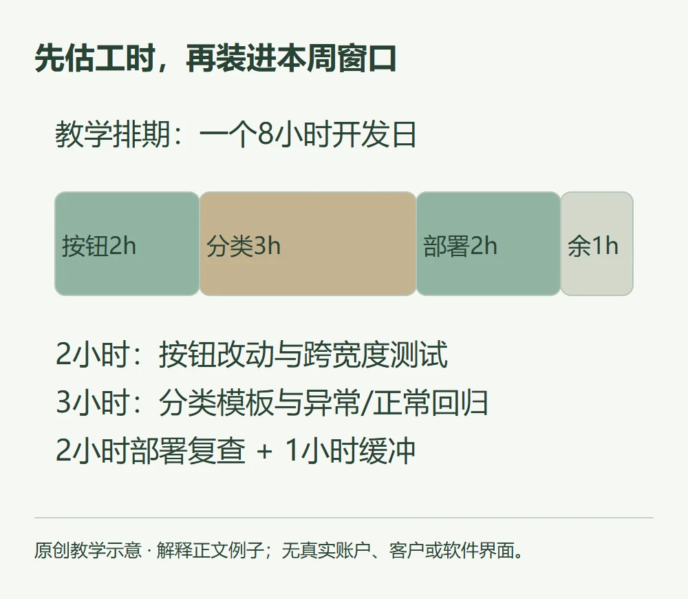 先估工时,再装进本周窗口的原创教学示意