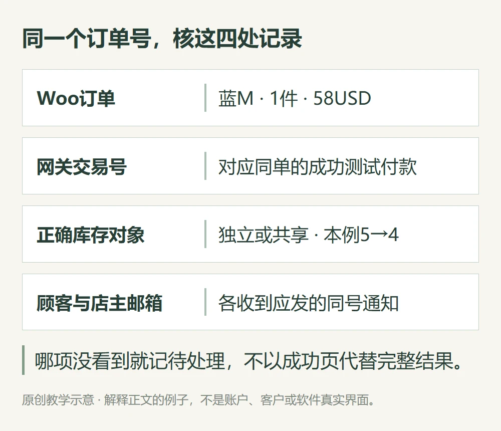 同一个订单号,核这四处记录的原创教学示意