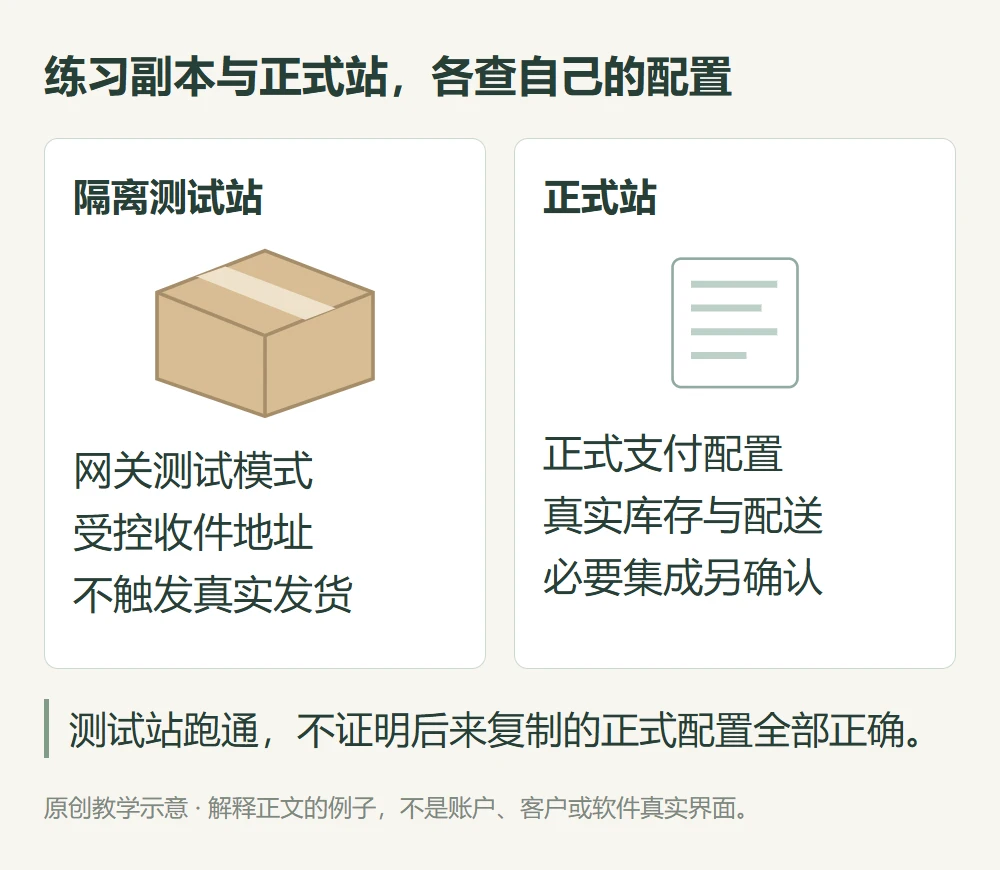 练习副本与正式站,各查自己的配置的原创教学示意