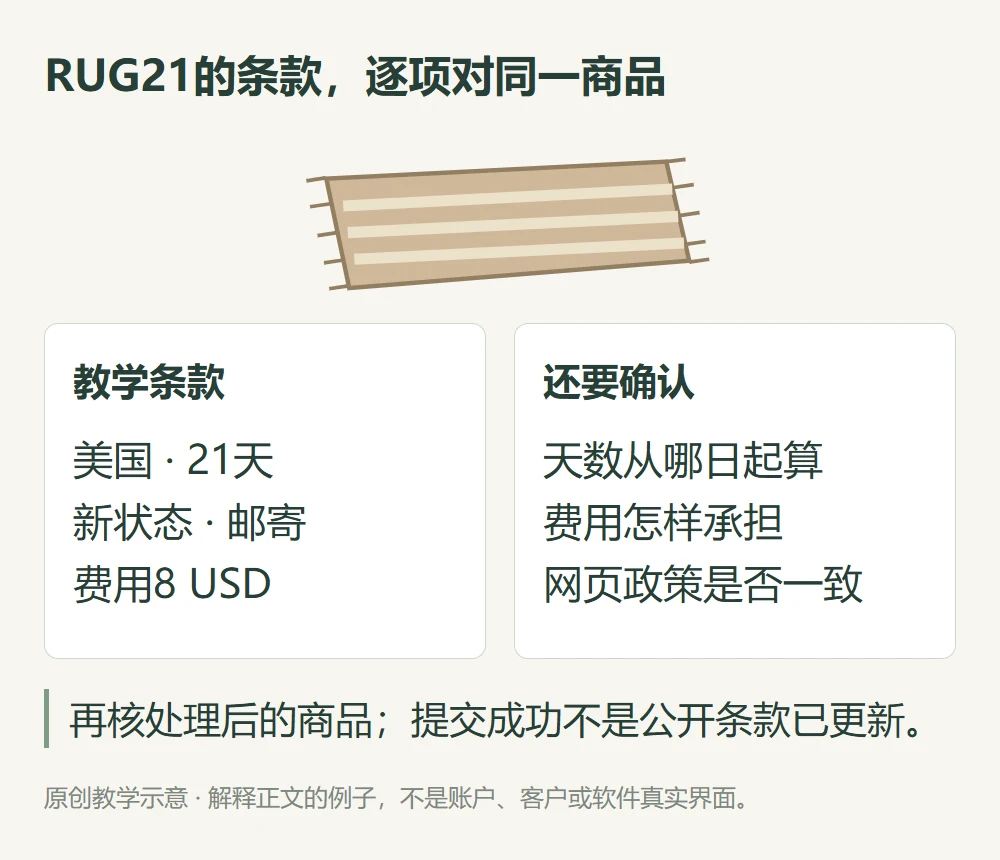 RUG21的条款,逐项对同一商品的原创教学示意