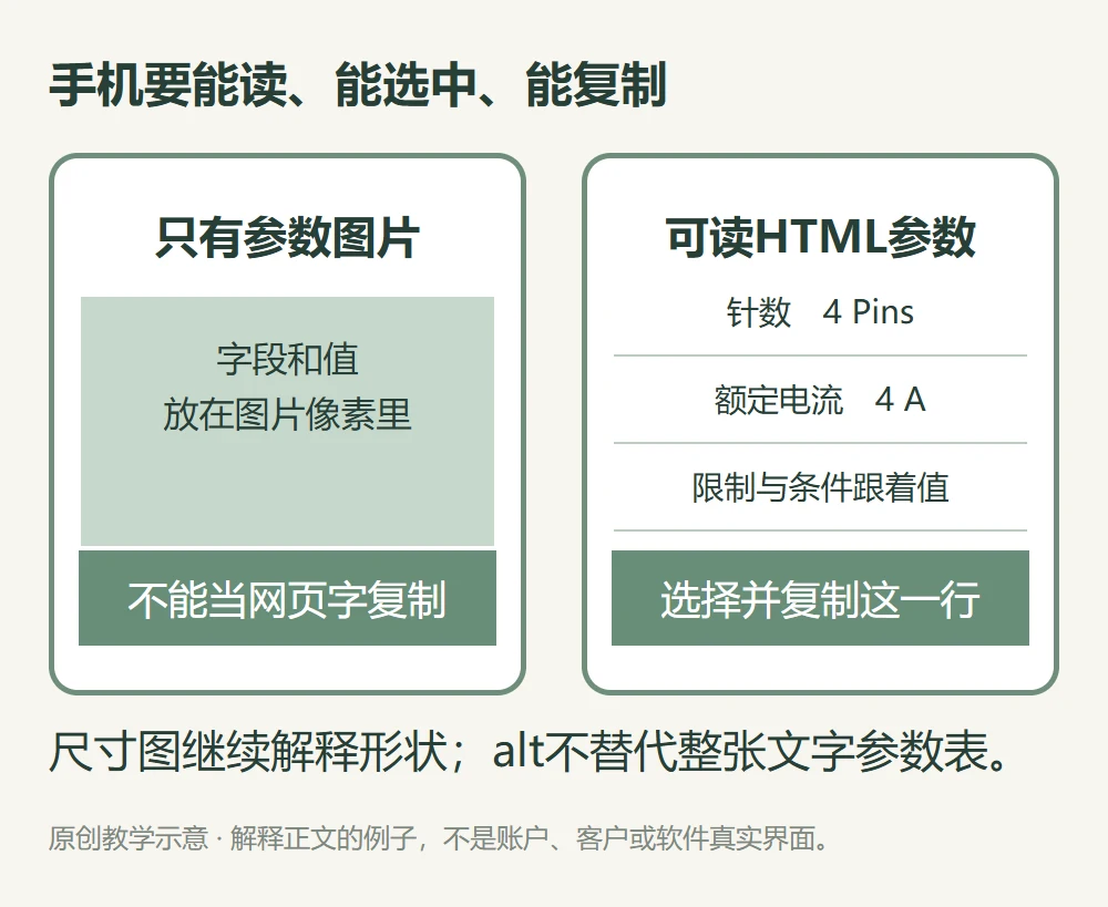 手机参数图片无法选字与可读HTML字段值单位同一行可复制的教学线框