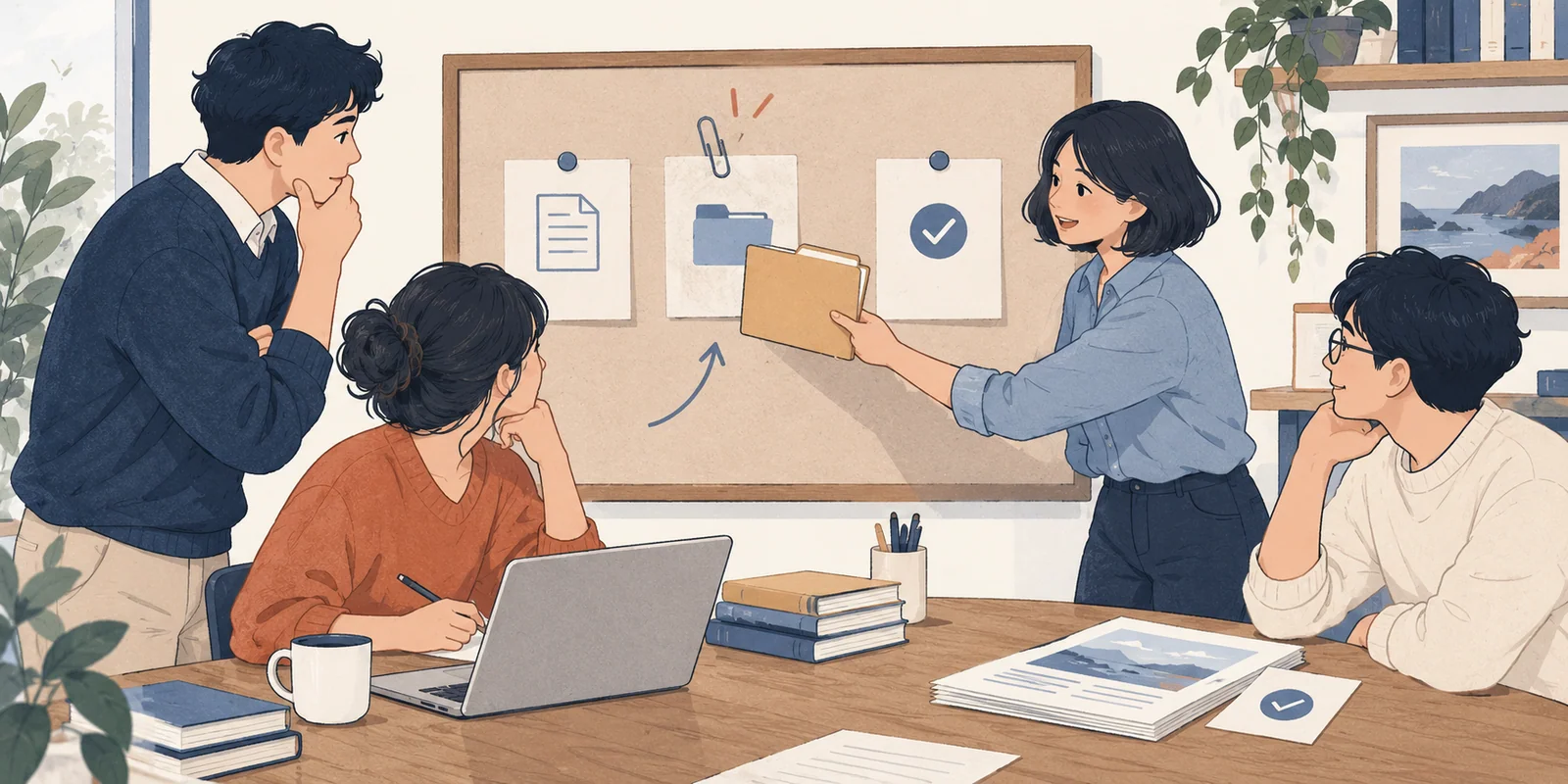 SEO任务责任人和复盘节奏怎么管理的原创工作场景插画