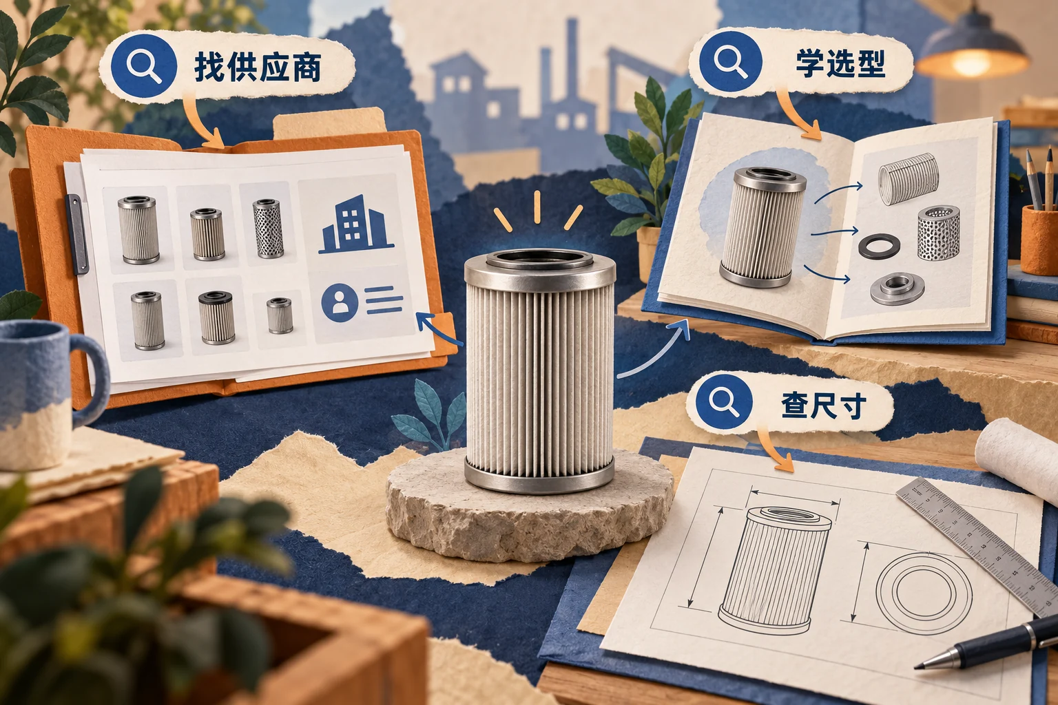 原创示意:找供应商对应产品分类,学选型对应指南,查尺寸对应参数资料