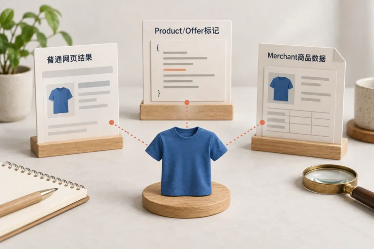 Google显示的商品价格还是旧的，先查网页、标记还是商品数据？，原创概念插画
